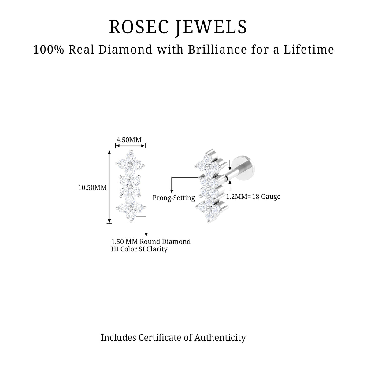 Diamond Flower Crawler Earring for Helix Piercing