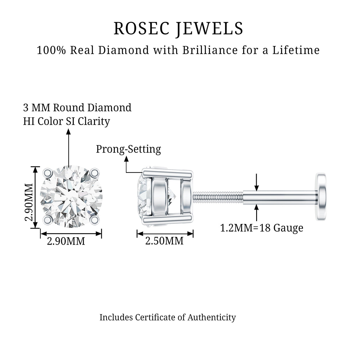 Minimalist Diamond Solitaire Conch Earring
