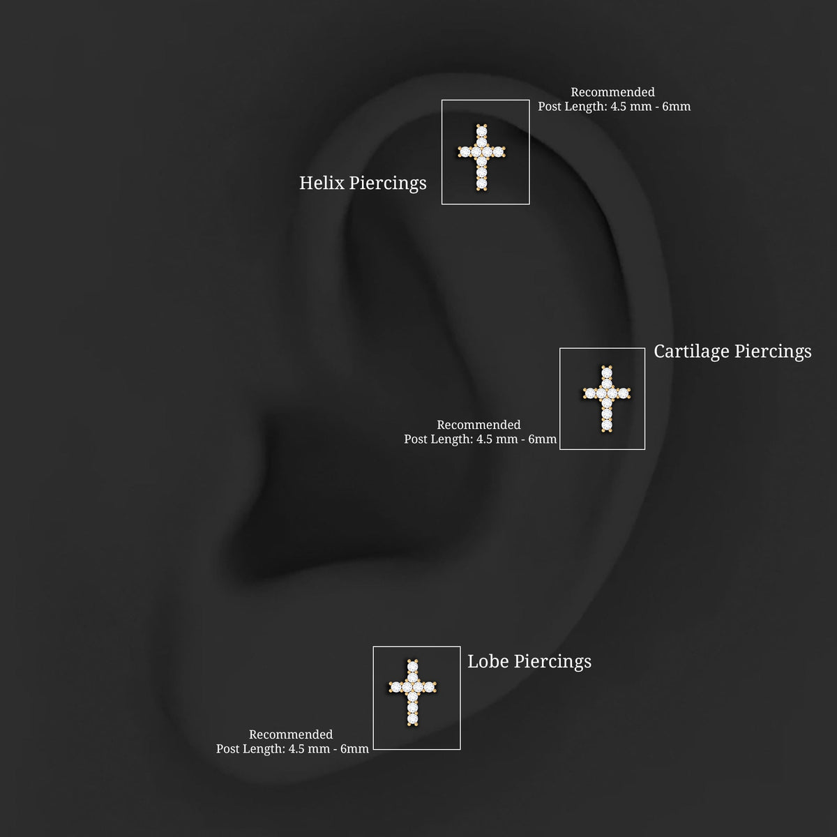 Minimalist Diamond Cross Cartilage Earring