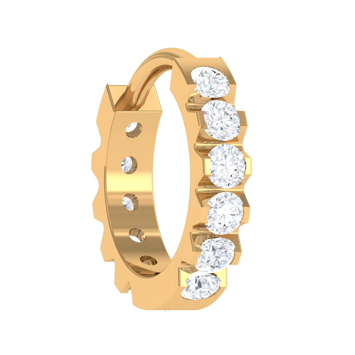 Certified Diamond Helix Huggie Hoop Earring