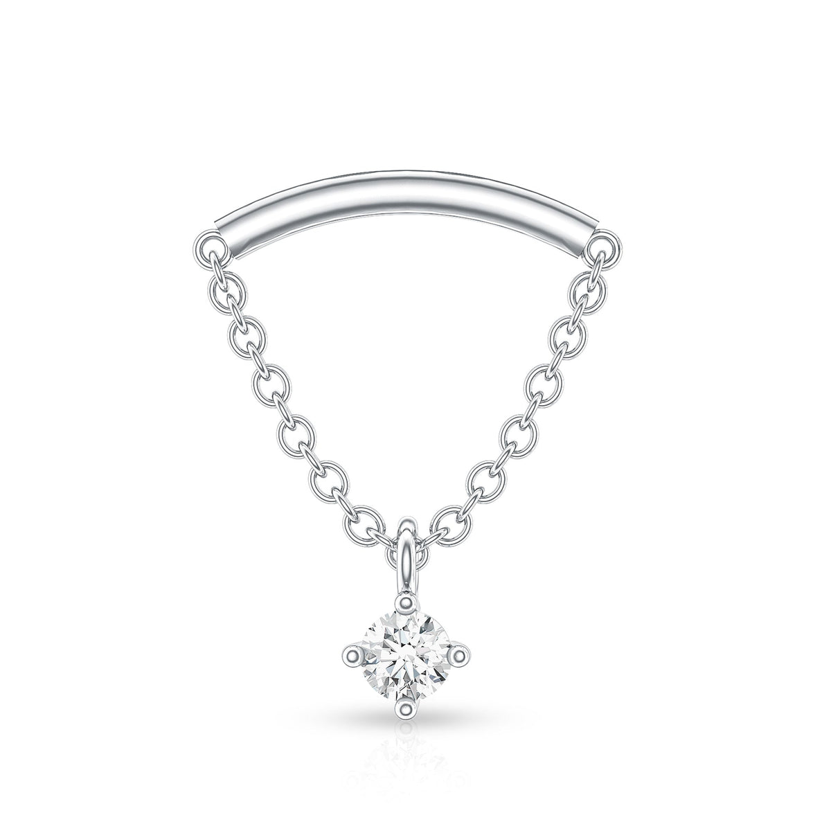 Single Diamond Hidden Helix Earring with Chain