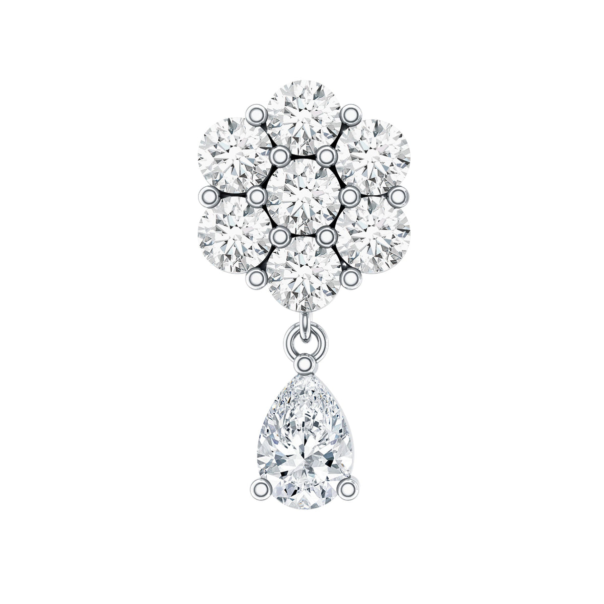 Elegant Diamond Flower Cartilage Drop Earring
