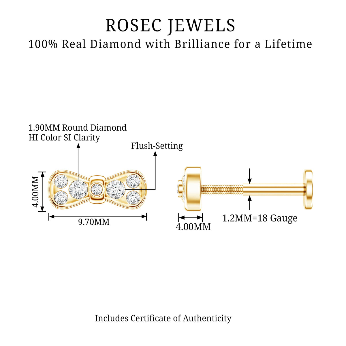 Diamonds Bow Cartilage Piercing Earring