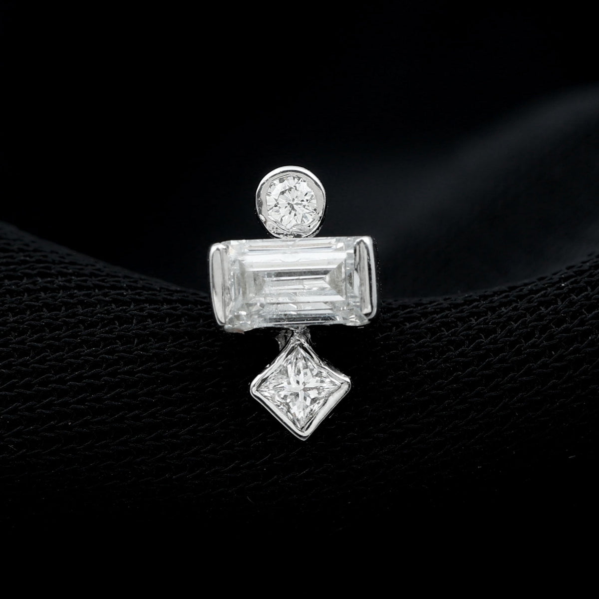 Three Multi Shape Diamond Helix Piercing Earring