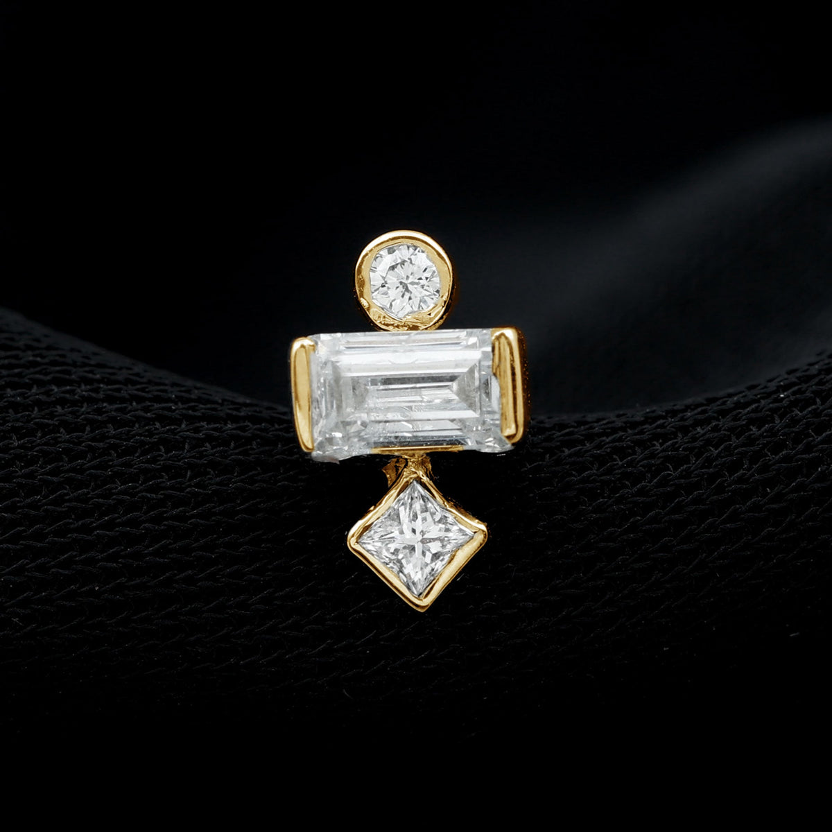 Three Multi Shape Diamond Helix Piercing Earring