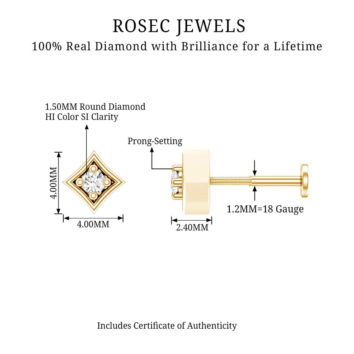 Classic Diamond Solitaire Nose Pin for Women