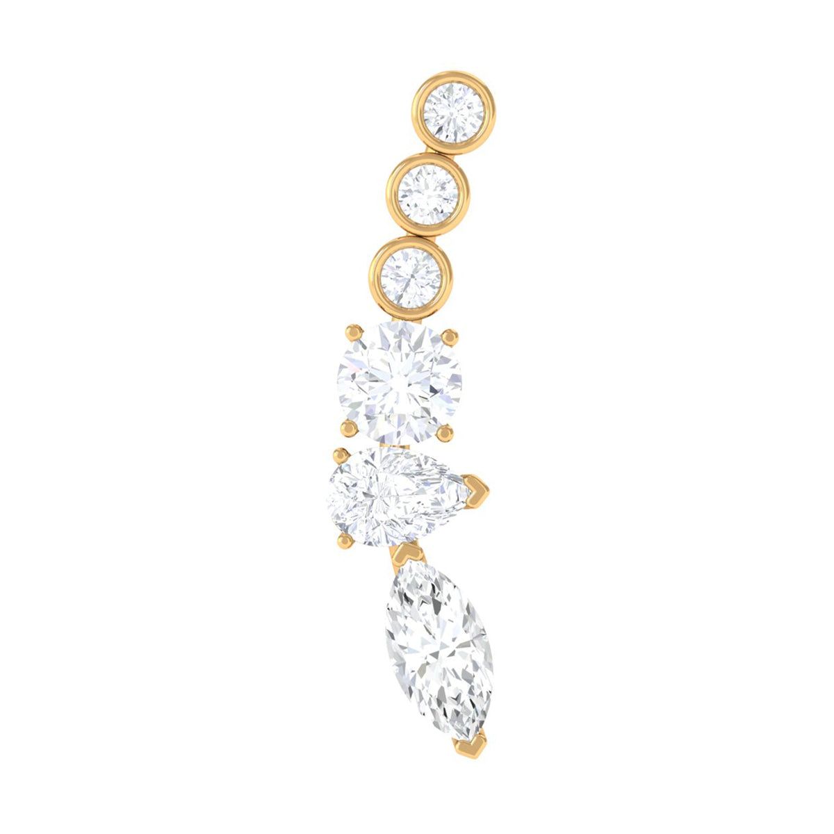 Genuine Diamond Crawler Earring for Cartilage Piercing