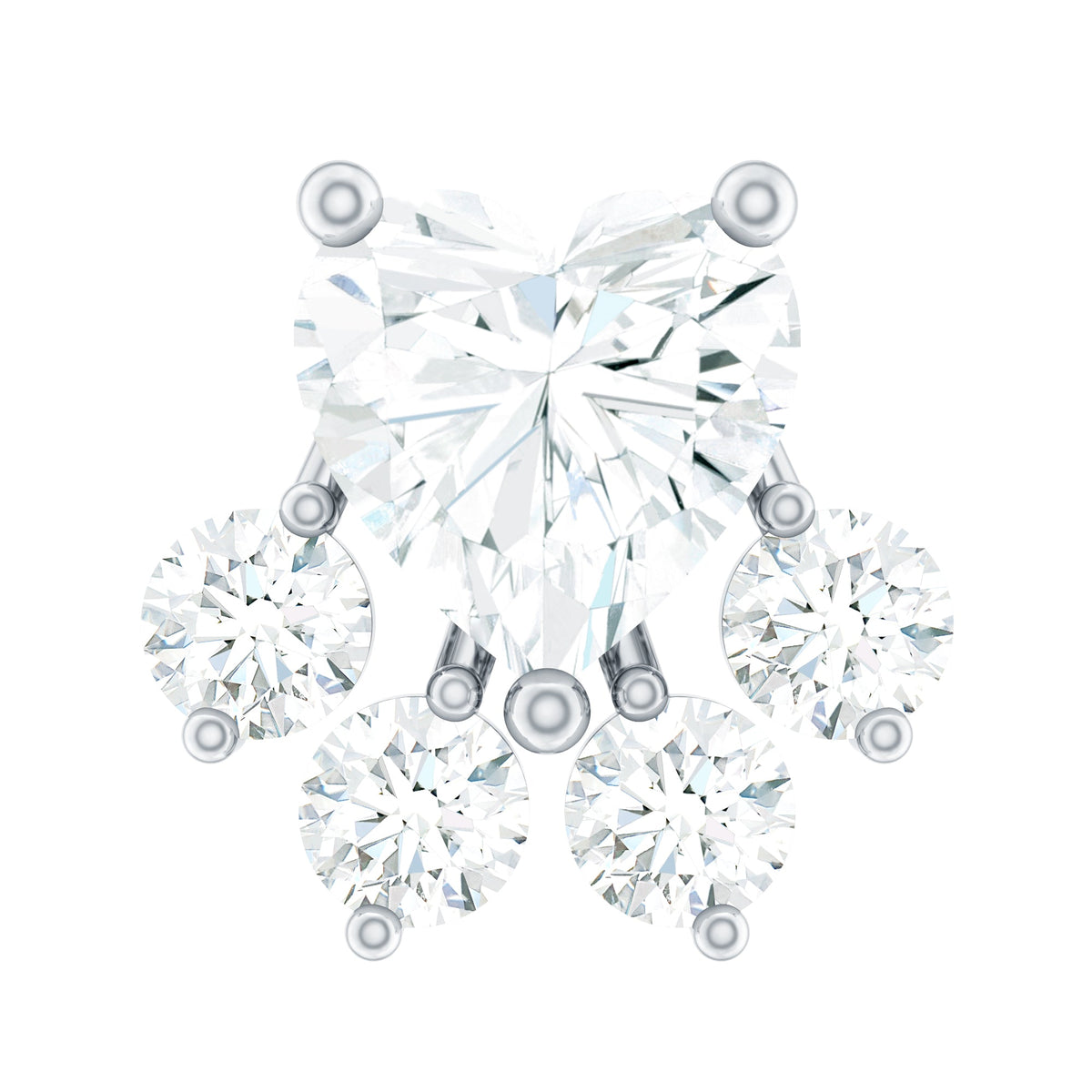 Heart Shape Diamond Dog Paw Earring for Helix Piercing
