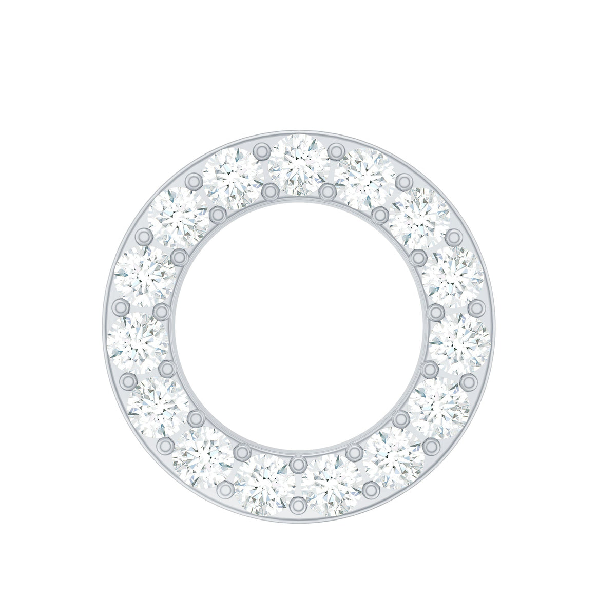 Simple Diamond Open Circle Earring with Flat Back