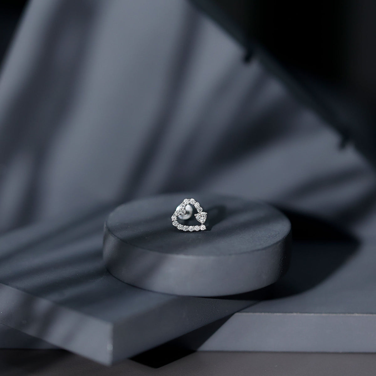 Diamond Heart Shape Cartilage Earring