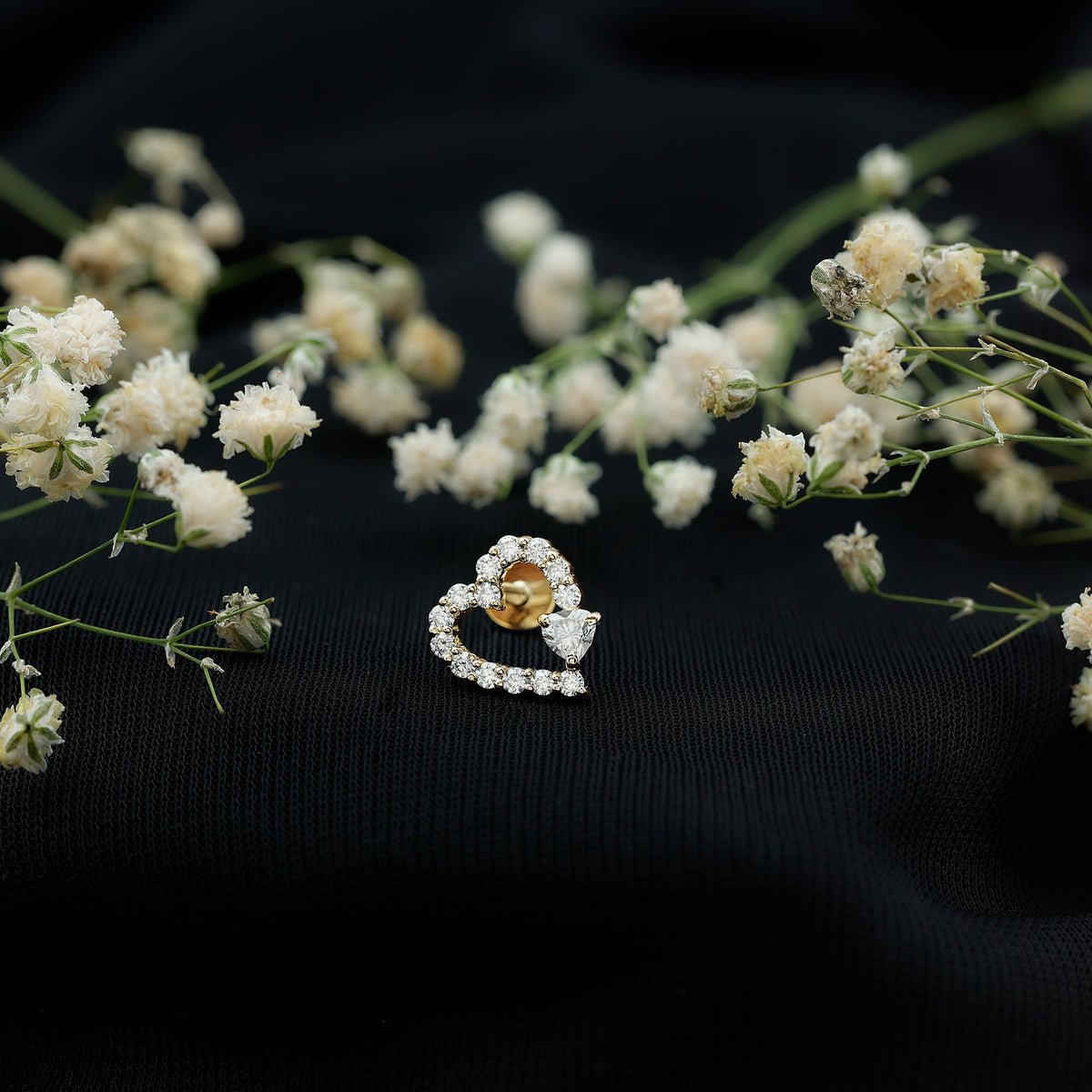 Diamond Heart Shape Cartilage Earring
