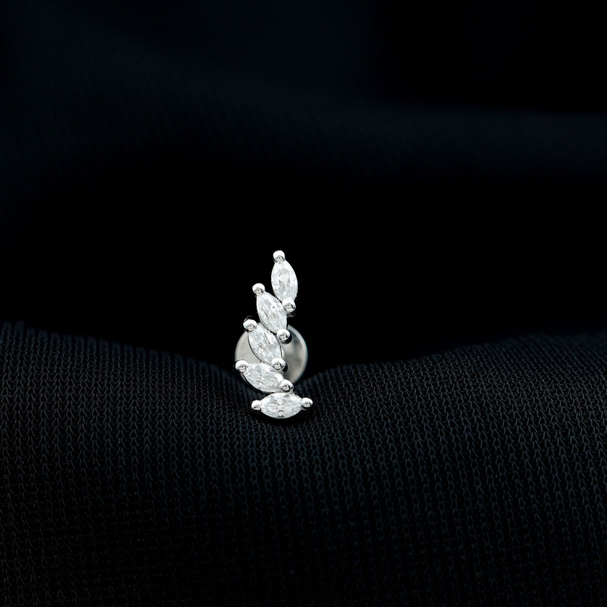Marquise Moissanite Curved Helix Ear Crawler Earring
