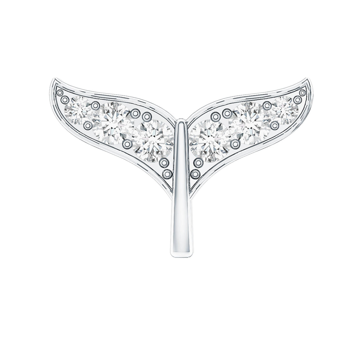 Moissanite Whale Tail Earring for Cartilage Piercing
