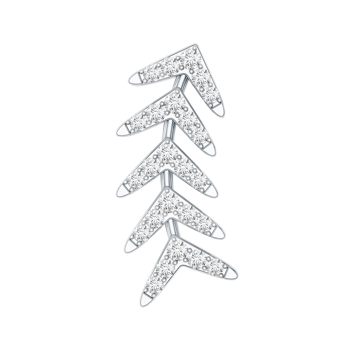 Certified Moissanite Leaf Crawler Earring for Helix Piercing
