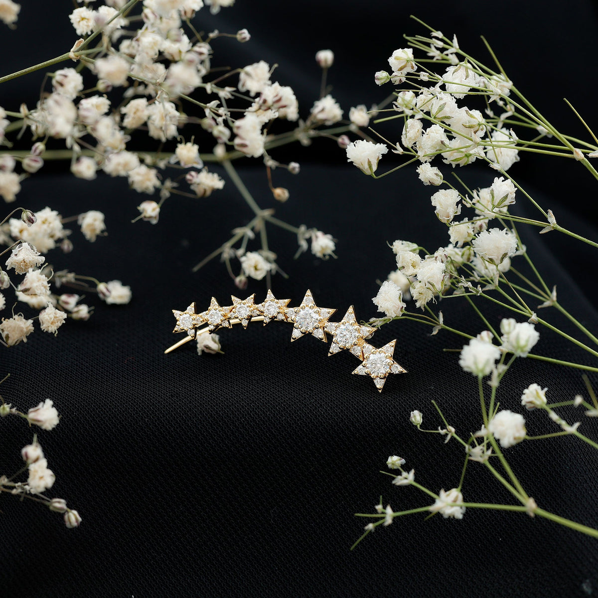 Moissanite Star Climber Earring for Cartilage Piercing