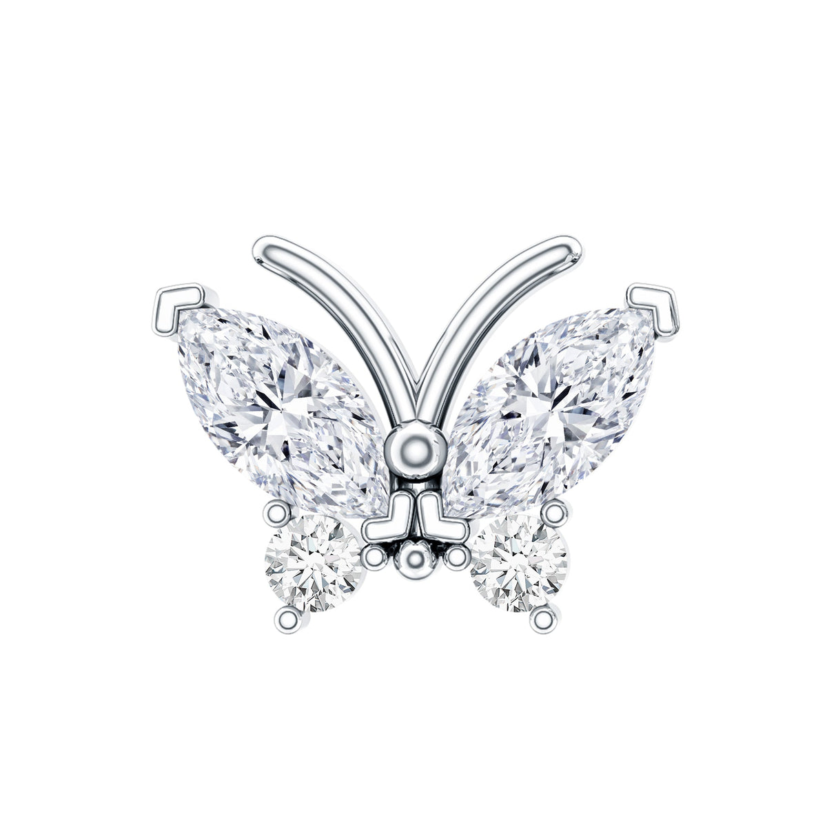 Natural Diamond Butterfly Earring for Helix Piercing