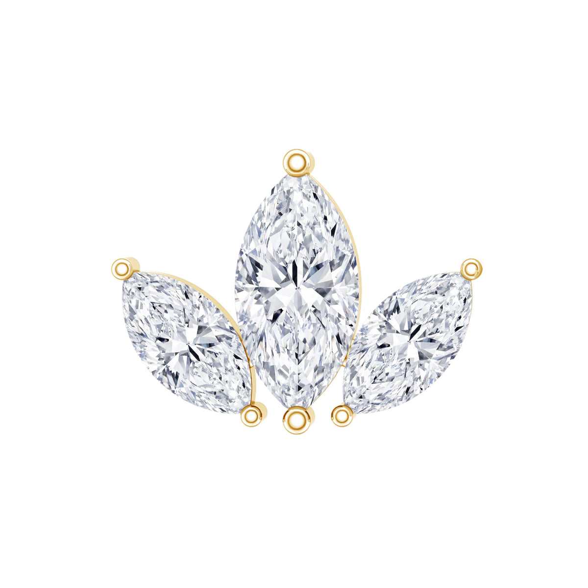 Marquise Cut Diamond Lotus Flower Earring for Helix Piercing