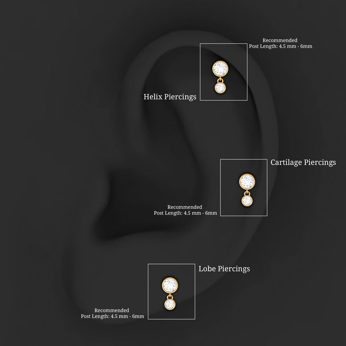 Certified Round Diamond Helix Drop Earring in Bezel Set