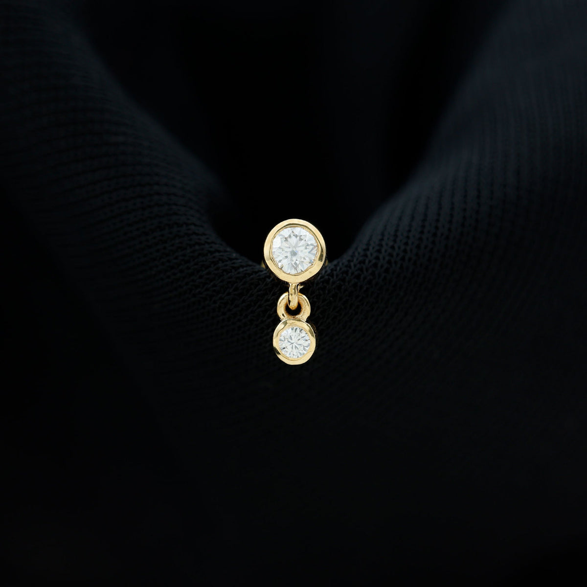 Certified Round Diamond Helix Drop Earring in Bezel Set