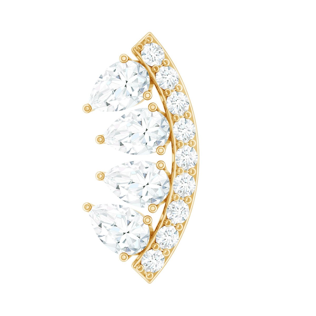 Pear and Round Moissanite Curved Cartilage Earring