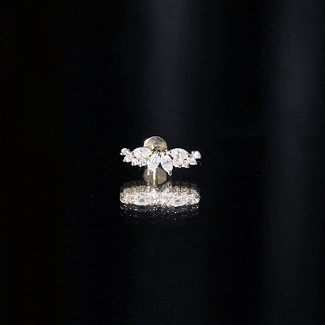 Certified Moissanite Cluster Crawler Earring for Helix Piercing