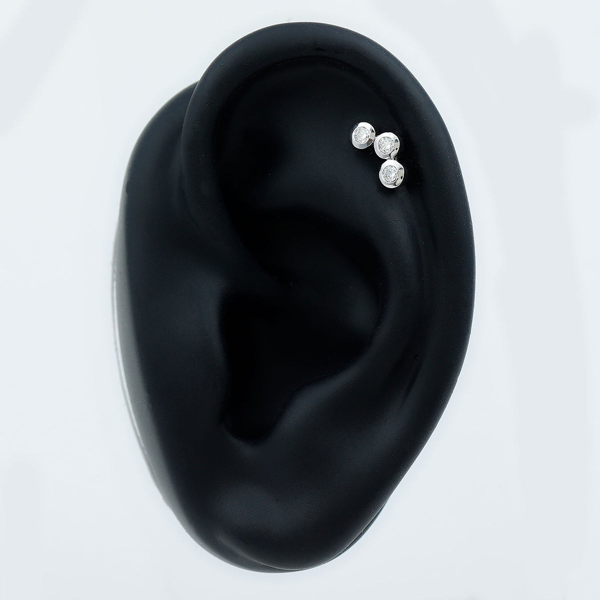Bezel Set Moissanite Three Stone Crawler Earring
