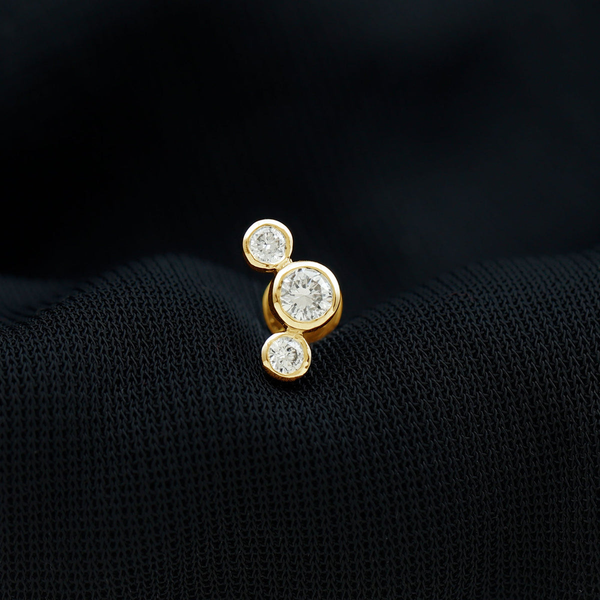 Certified Moissanite Three Stone Crawler Helix Earring