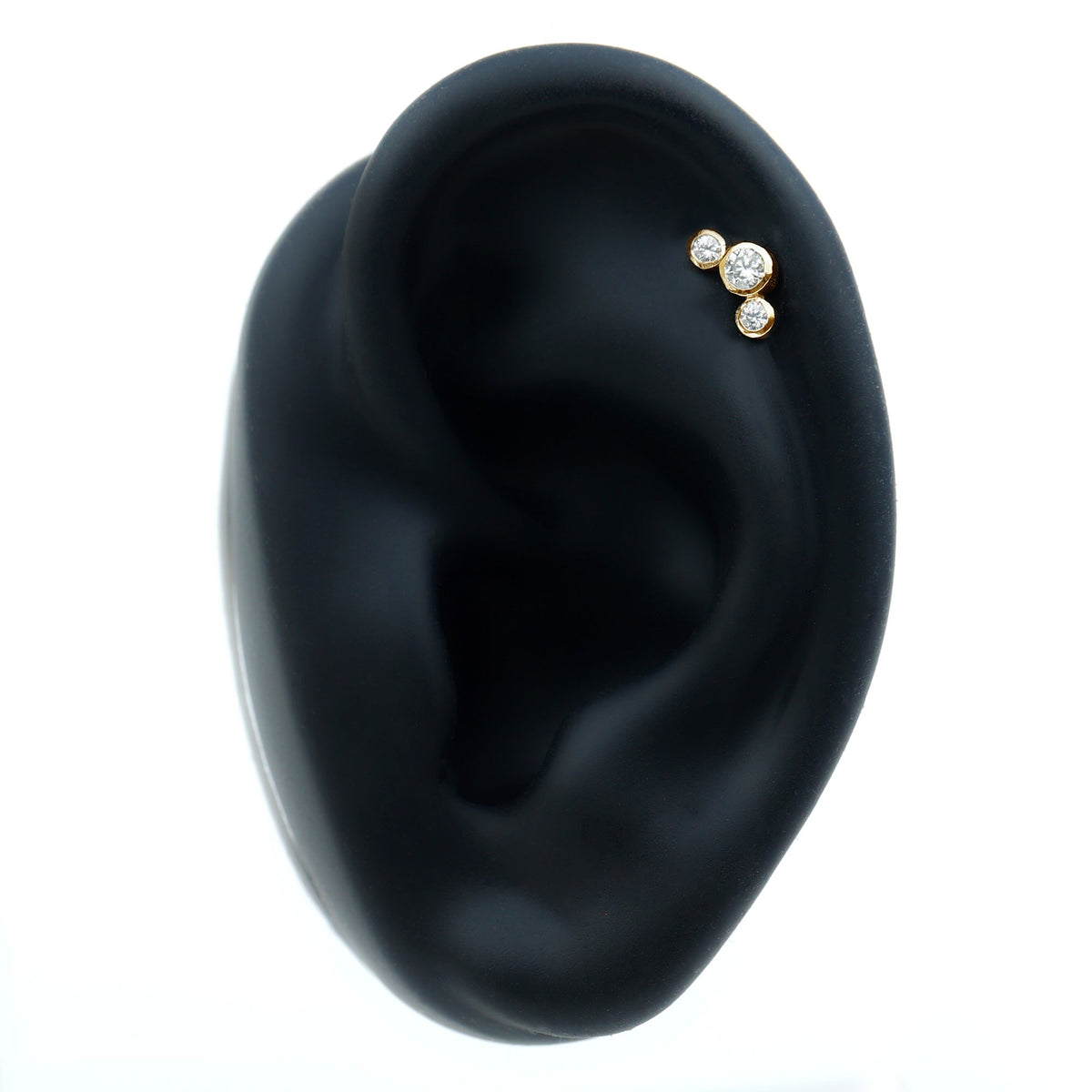 Certified Moissanite Three Stone Crawler Helix Earring