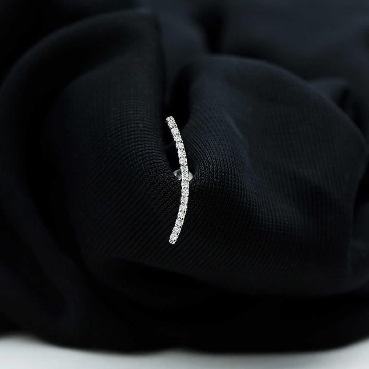 Certified Moissanite Curved Climber Earring for Her