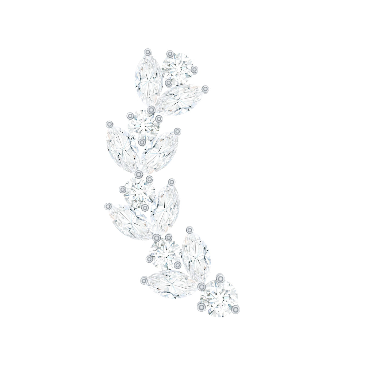 Nature Inspired Diamond Leaf Crawler Helix Earring