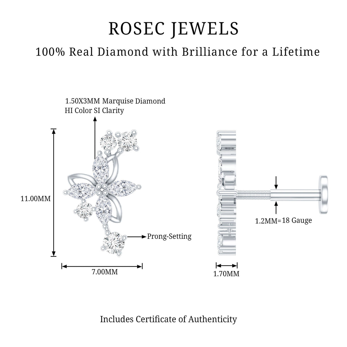 Diamond Flower Crawler Earring