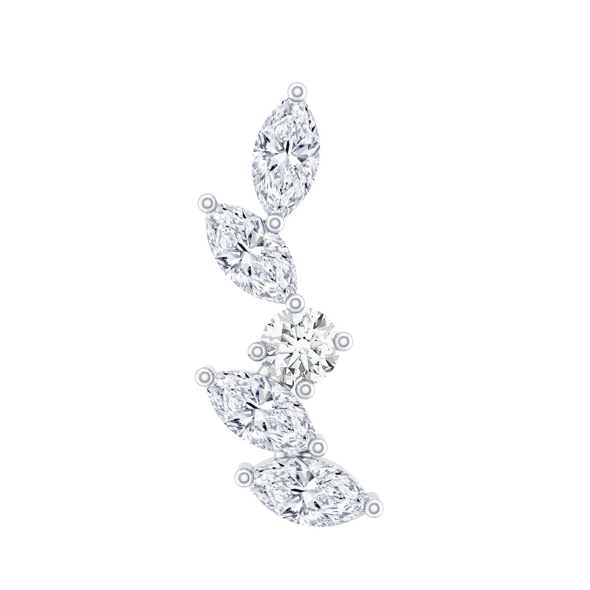 Marquise Shape Diamond Leaf Crawler Helix Earring