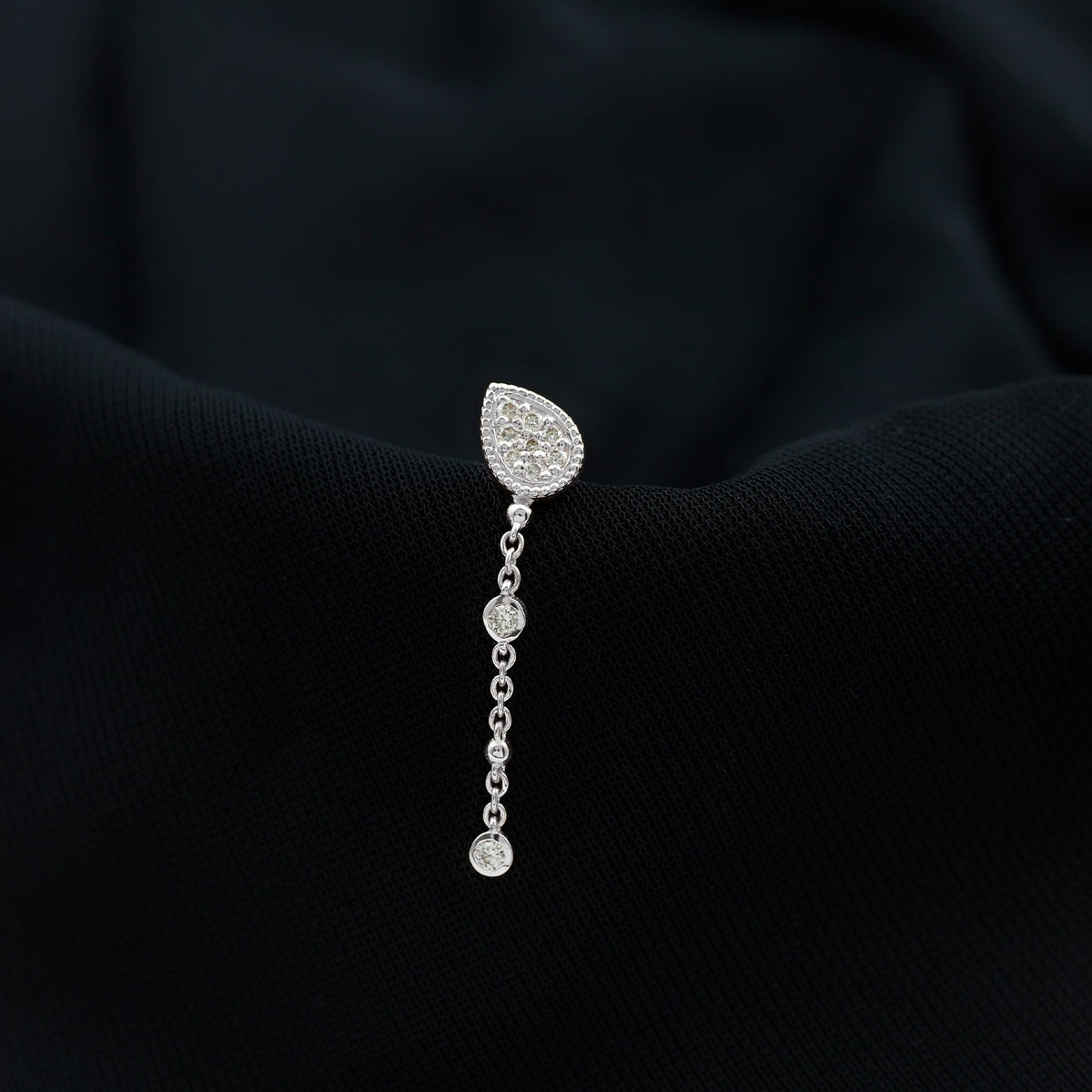 Natural Diamond Chain Dangle Earring for Cartilage Piercing