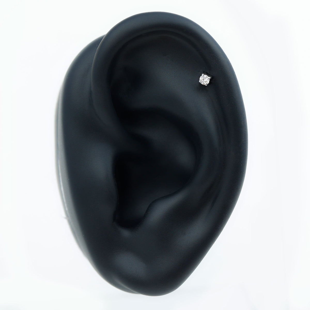 Dainty Round Diamond Conch Earring in Prong Setting