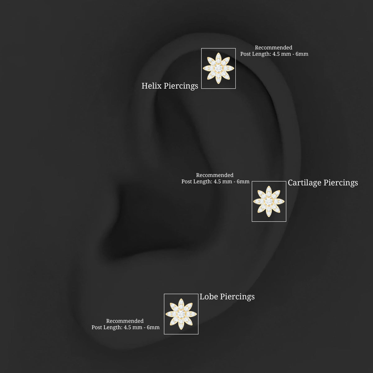 Diamond Floral Earring for Conch Piercing