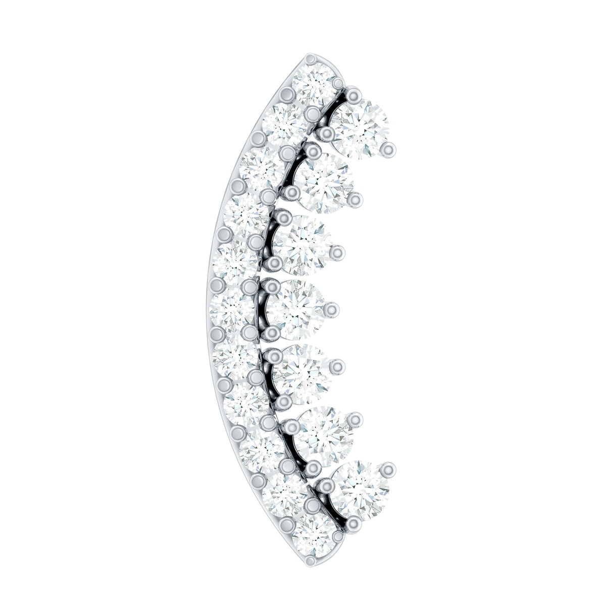 Certified Moissanite Curved Earring for Cartilage Piercing