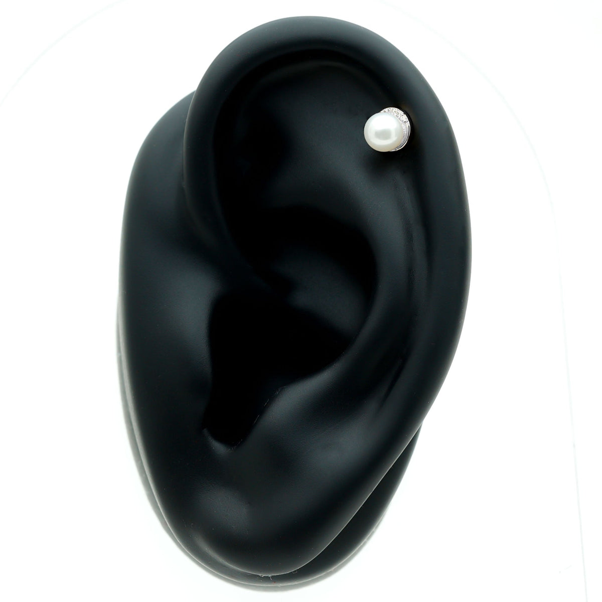 Natural Pearl Solitaire Helix Earring with Diamonds
