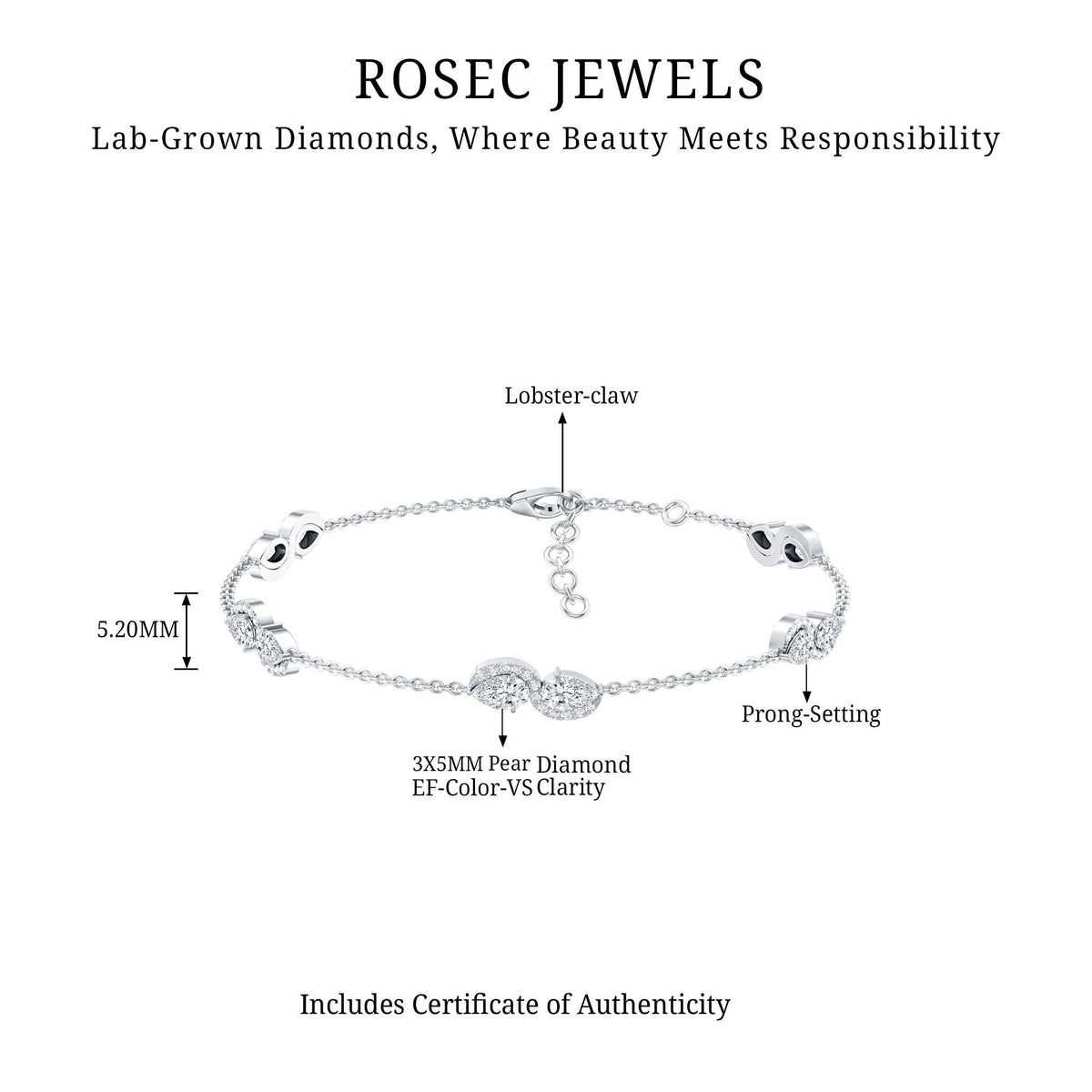 Classic Lab Grown Diamond Station Chain Bracelet