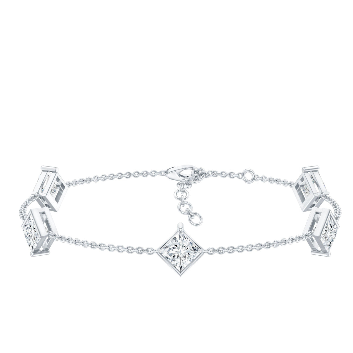 Certified Princess Cut Lab Grown Diamond Wedding Chain Bracelet