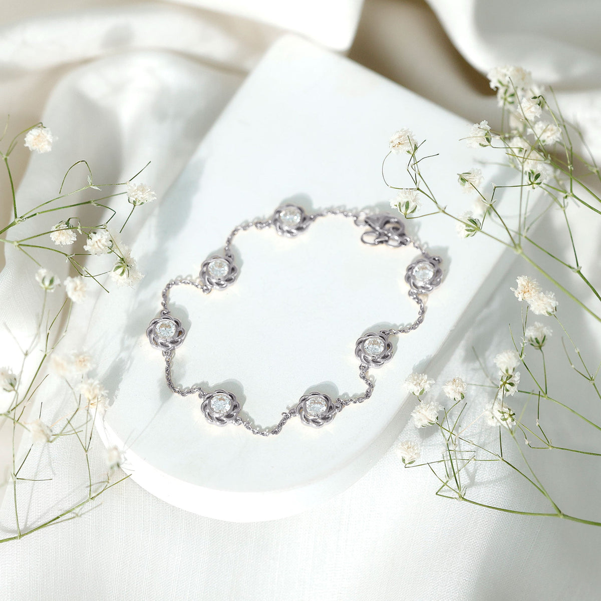 Lab Grown Diamond Station Chain Bracelet