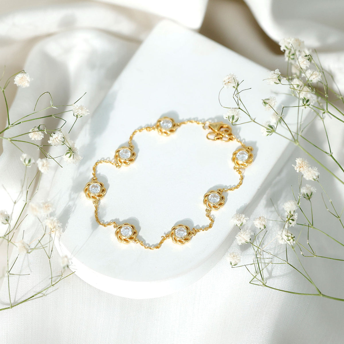Lab Grown Diamond Station Chain Bracelet