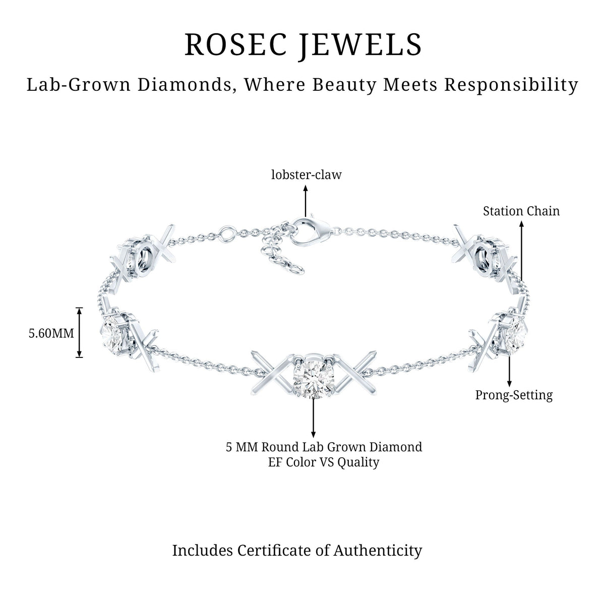 Certified Lab Grown Diamond Bridal Bracelet