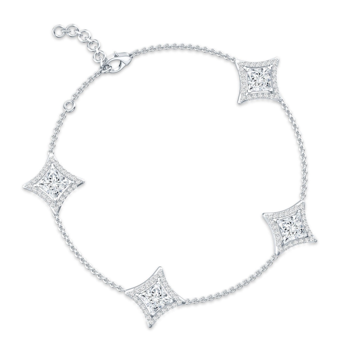 Certified Princess Cut Lab Grown Diamond Bridal Bracelet