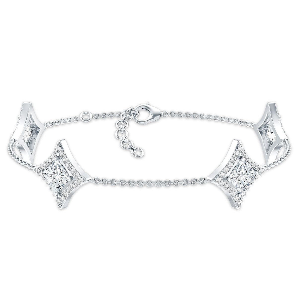 Certified Princess Cut Lab Grown Diamond Bridal Bracelet