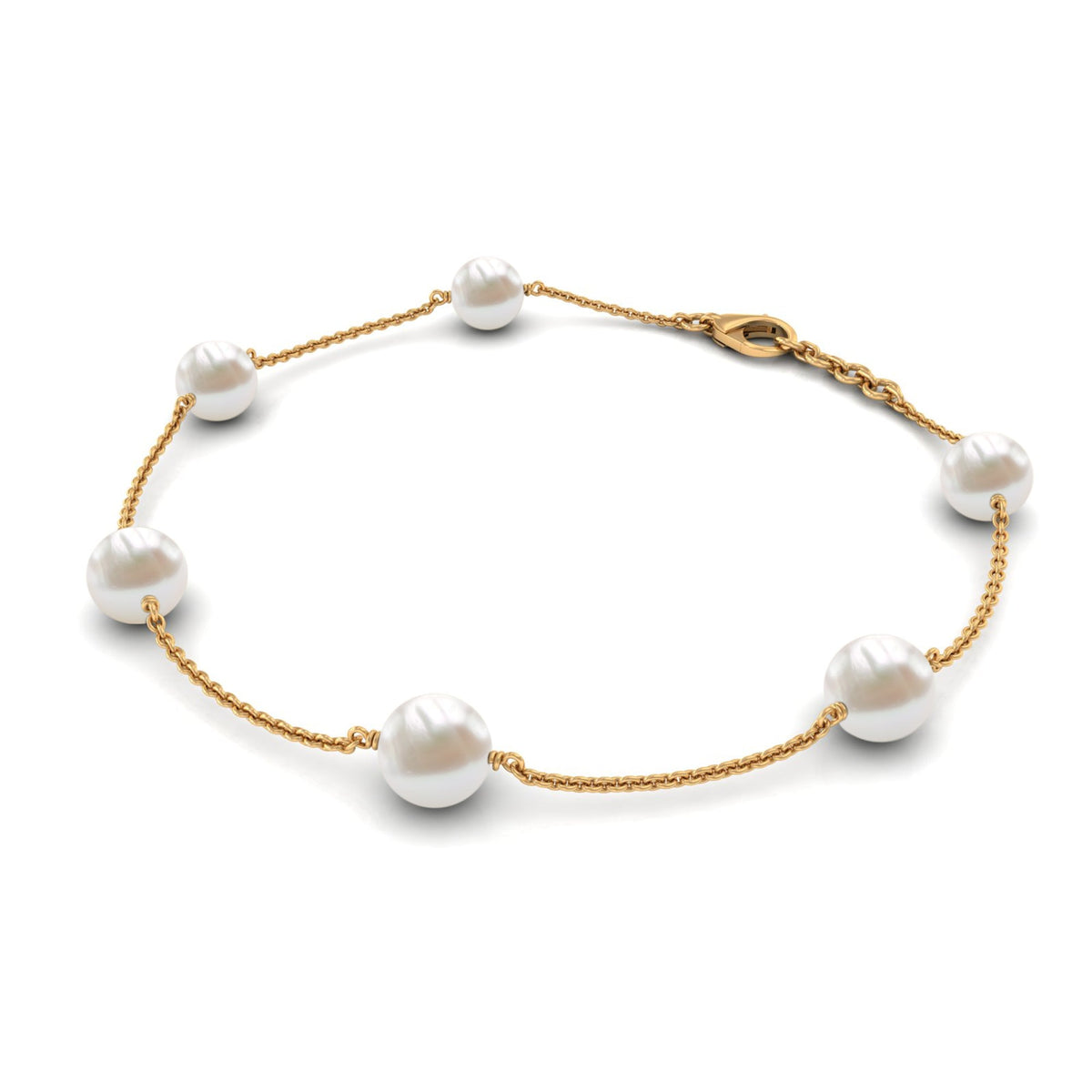 Real Freshwater Pearl Station Bracelet for Women