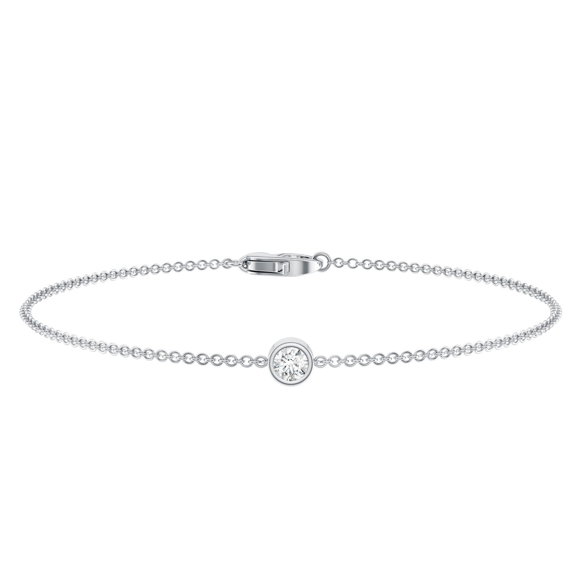 Bezel Set Lab Grown Diamond Solitaire Bracelet