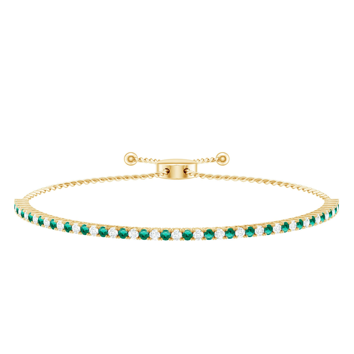 Certified Lab Grown Diamond and Emerald Bolo Bracelet For Wedding