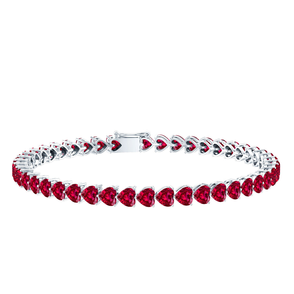 Heart Shape Lab Grown Ruby Tennis Bracelet