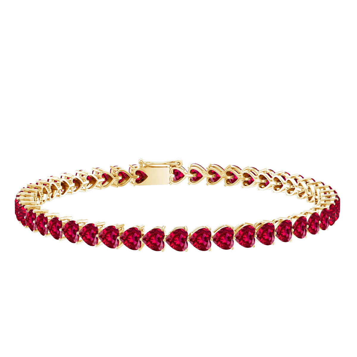Heart Shape Lab Grown Ruby Tennis Bracelet