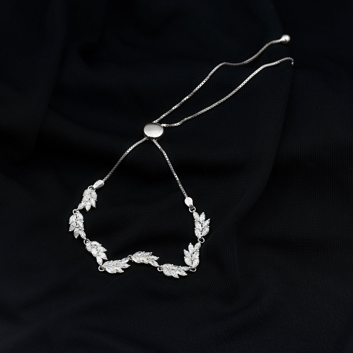 Certified Lab Grown Diamond Leaf Bolo Bracelet Adjustable